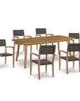 Cambria Teak Patio Rectangular Dining Set 7PC - LOOMLAN - HiTeak - Outdoor Dining Sets