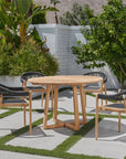 Cambria Teak Patio Round Dining Set 5PC - LOOMLAN - HiTeak - Outdoor Dining Sets