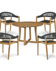 Cambria Teak Patio Round Dining Set 5PC - LOOMLAN - HiTeak - Outdoor Dining Sets