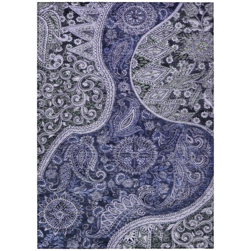 LOOMLAN Rugs Carmina Blue Washable Indoor-Outdoor Rug