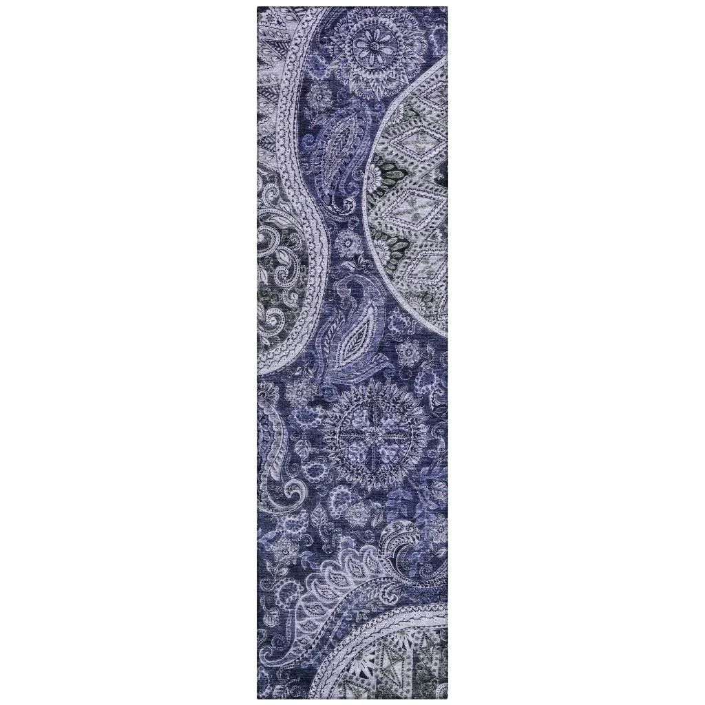 LOOMLAN Rugs Carmina Blue Washable Indoor-Outdoor Rug