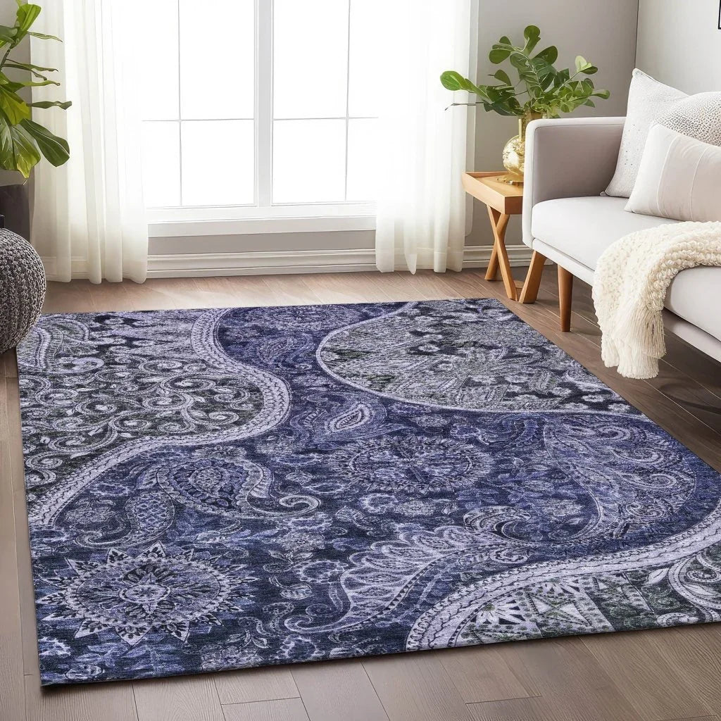 LOOMLAN Rugs Carmina Blue Washable Indoor-Outdoor Rug