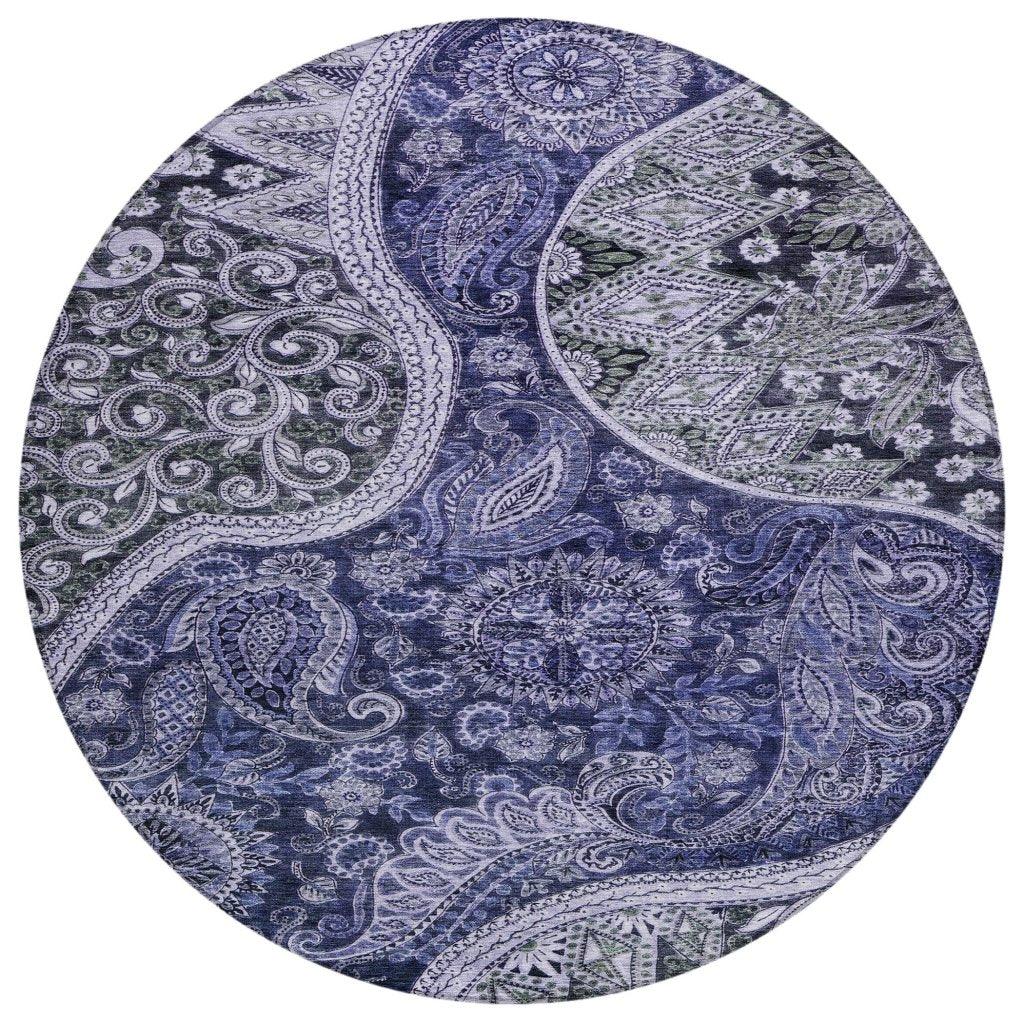 LOOMLAN Rugs Carmina Blue Washable Indoor-Outdoor Rug