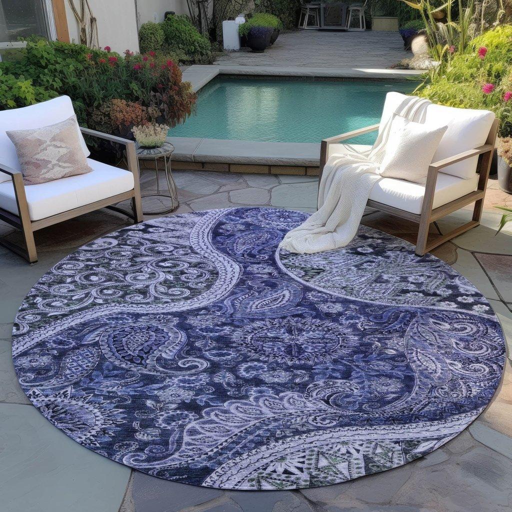 LOOMLAN Rugs Carmina Blue Washable Indoor-Outdoor Rug