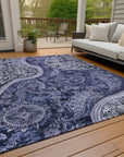 LOOMLAN Rugs Carmina Blue Washable Indoor-Outdoor Rug