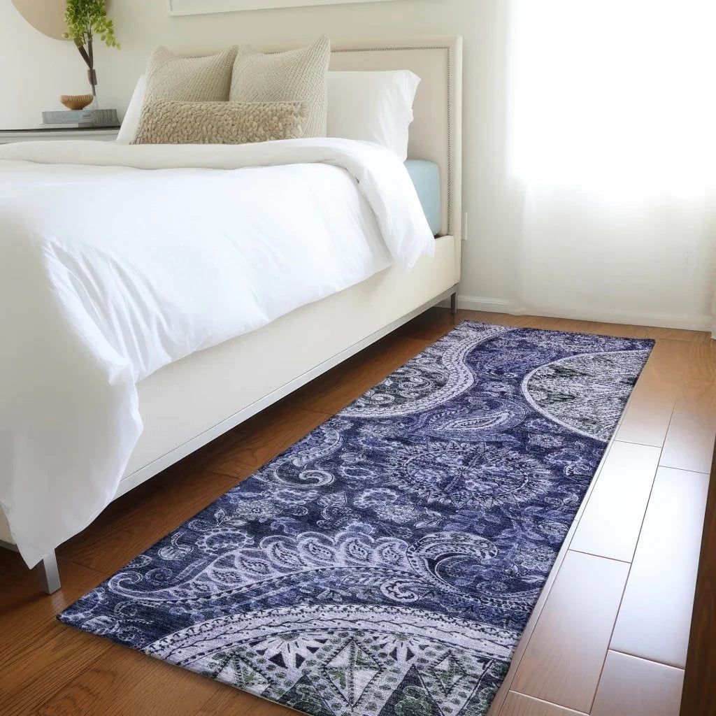 LOOMLAN Rugs Carmina Blue Washable Indoor-Outdoor Rug