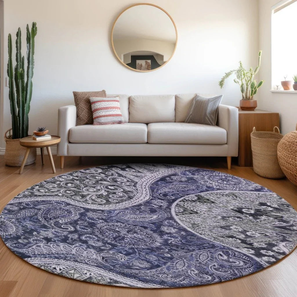 LOOMLAN Rugs Carmina Blue Washable Indoor-Outdoor Rug