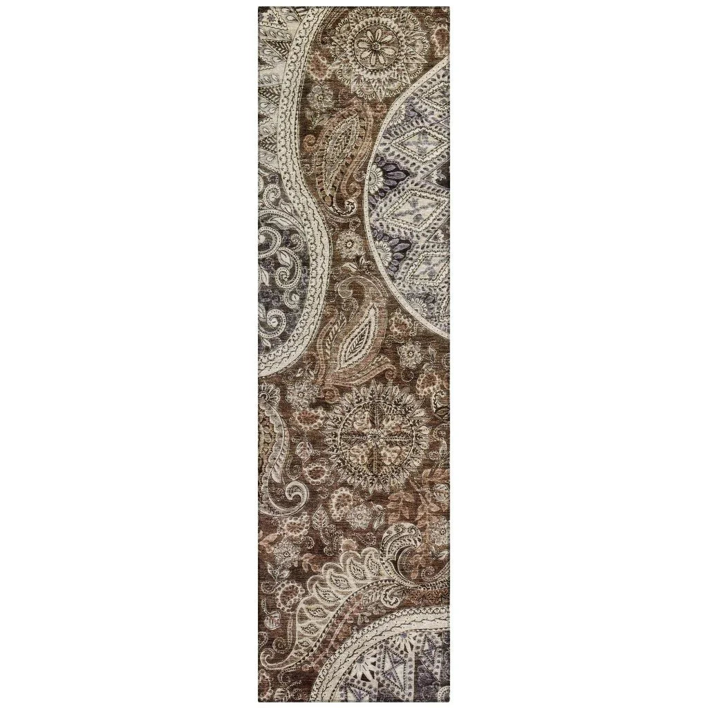 LOOMLAN Rugs Carmina Brown Washable Indoor-Outdoor Rug