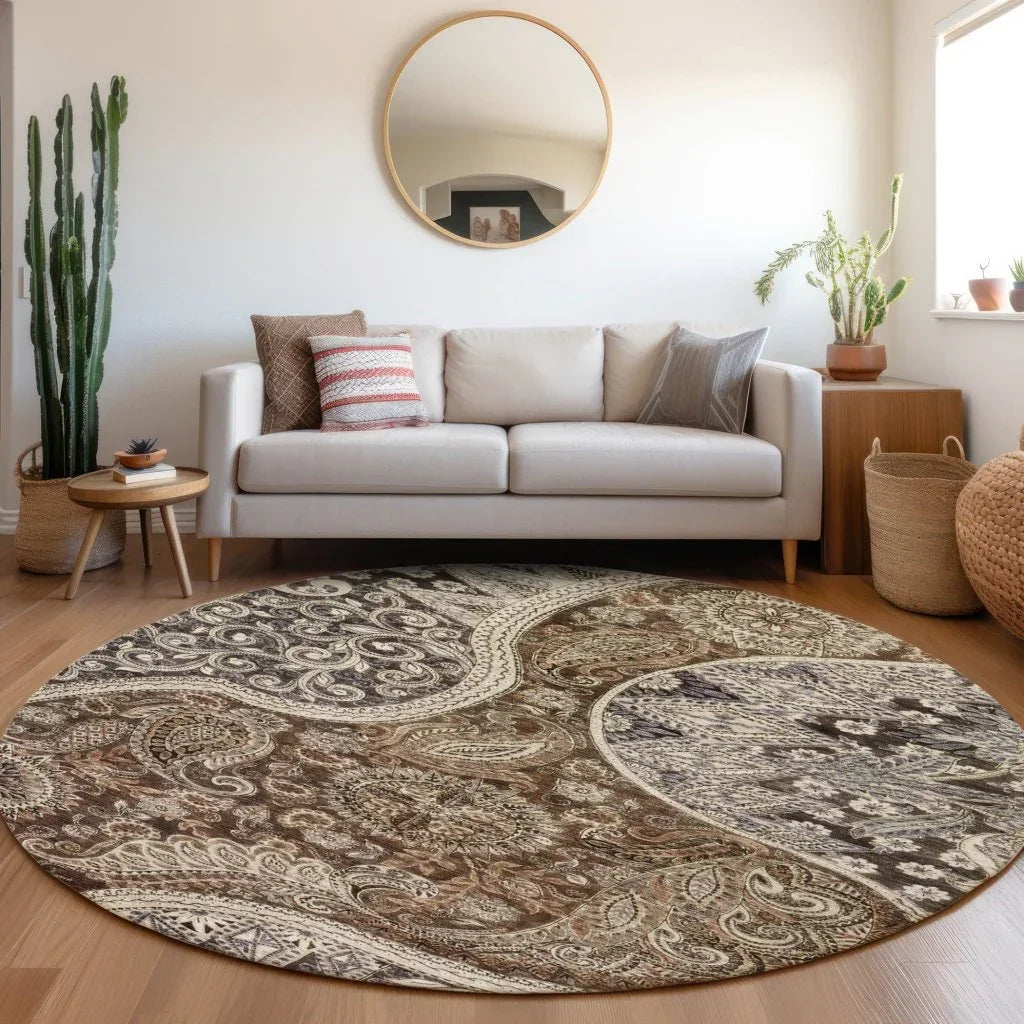 LOOMLAN Rugs Carmina Brown Washable Indoor-Outdoor Rug