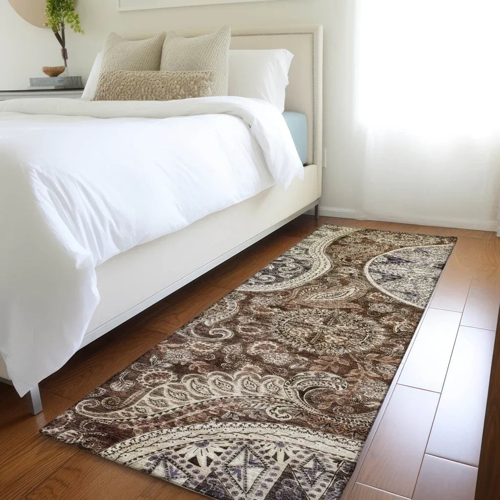 LOOMLAN Rugs Carmina Brown Washable Indoor-Outdoor Rug