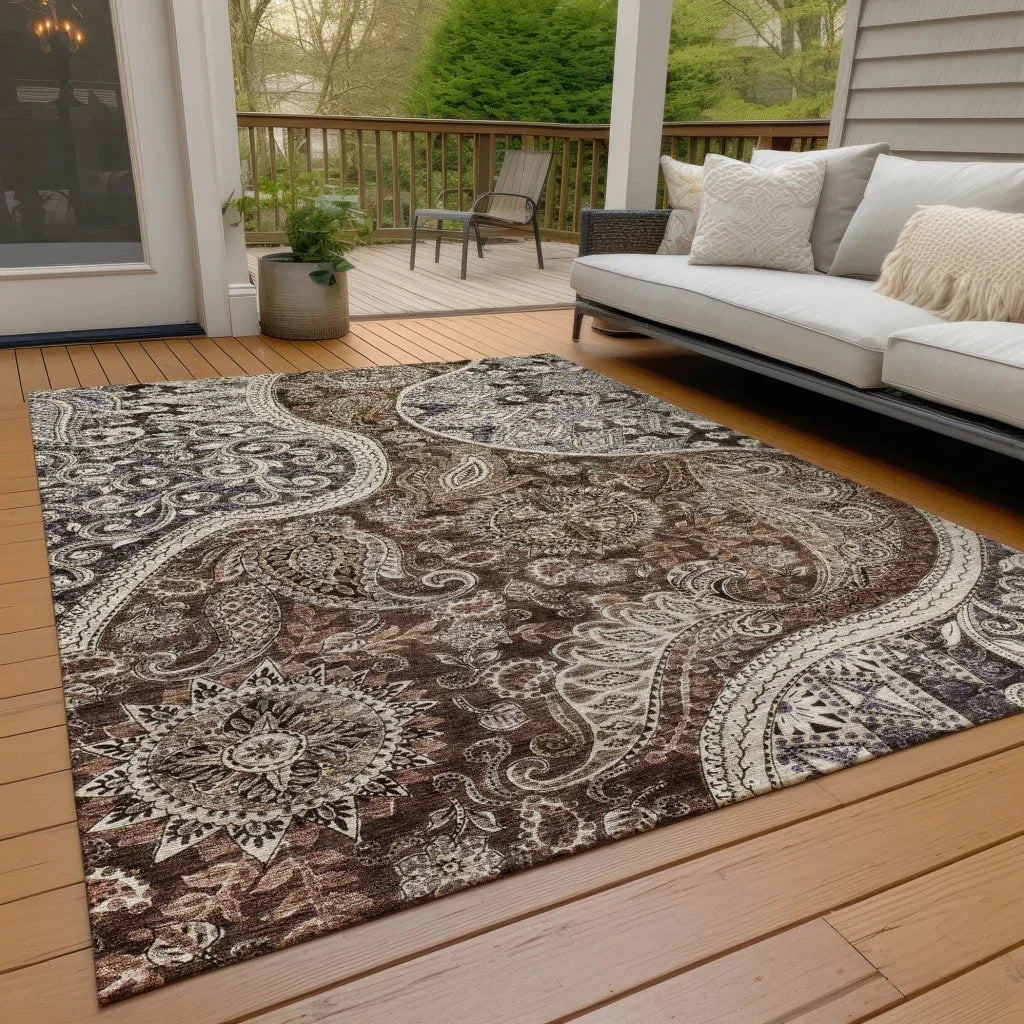 LOOMLAN Rugs Carmina Brown Washable Indoor-Outdoor Rug