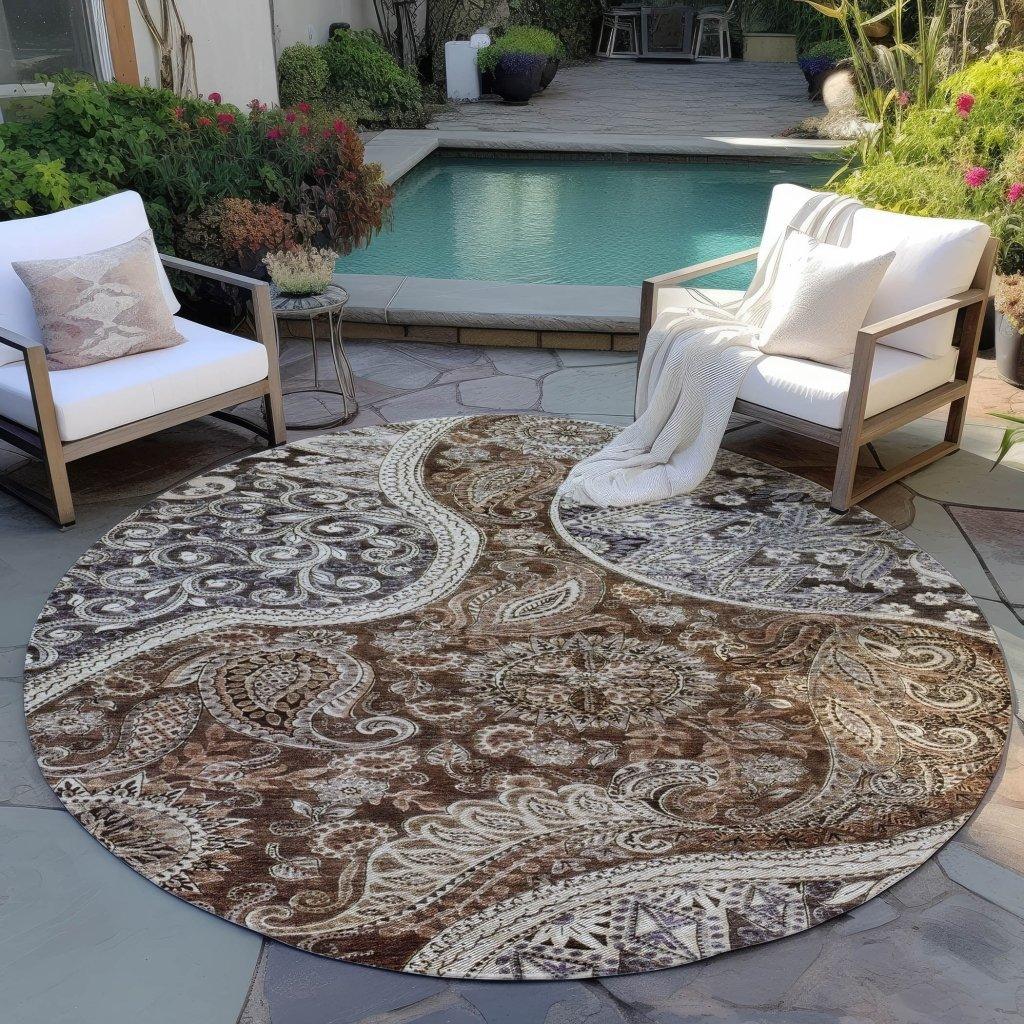 LOOMLAN Rugs Carmina Brown Washable Indoor-Outdoor Rug