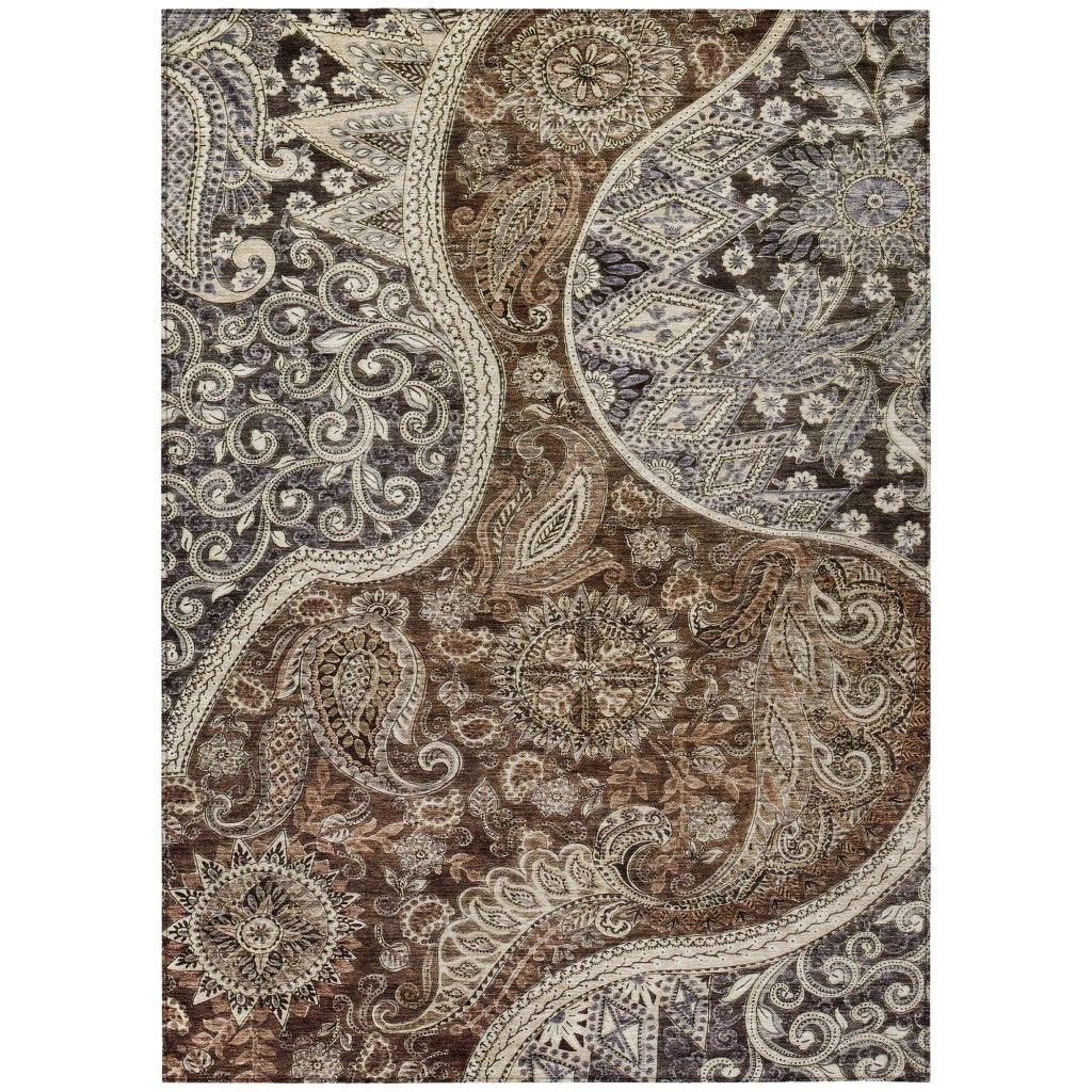 LOOMLAN Rugs Carmina Brown Washable Indoor-Outdoor Rug