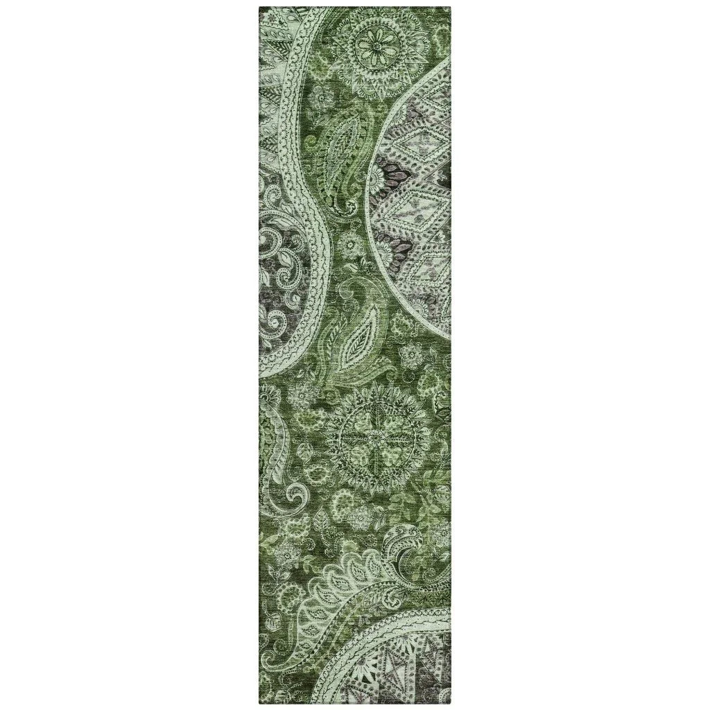 LOOMLAN Rugs Carmina Green Washable Indoor-Outdoor Rug