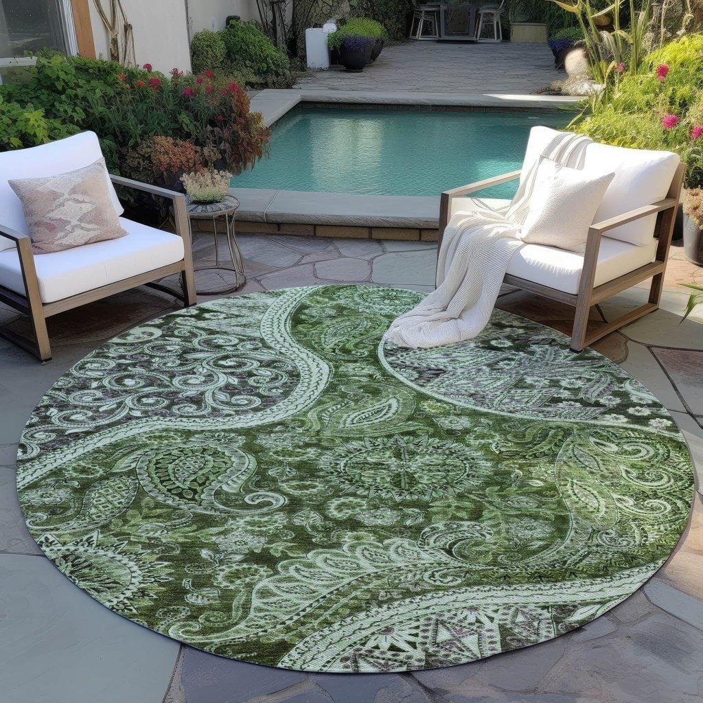 LOOMLAN Rugs Carmina Green Washable Indoor-Outdoor Rug