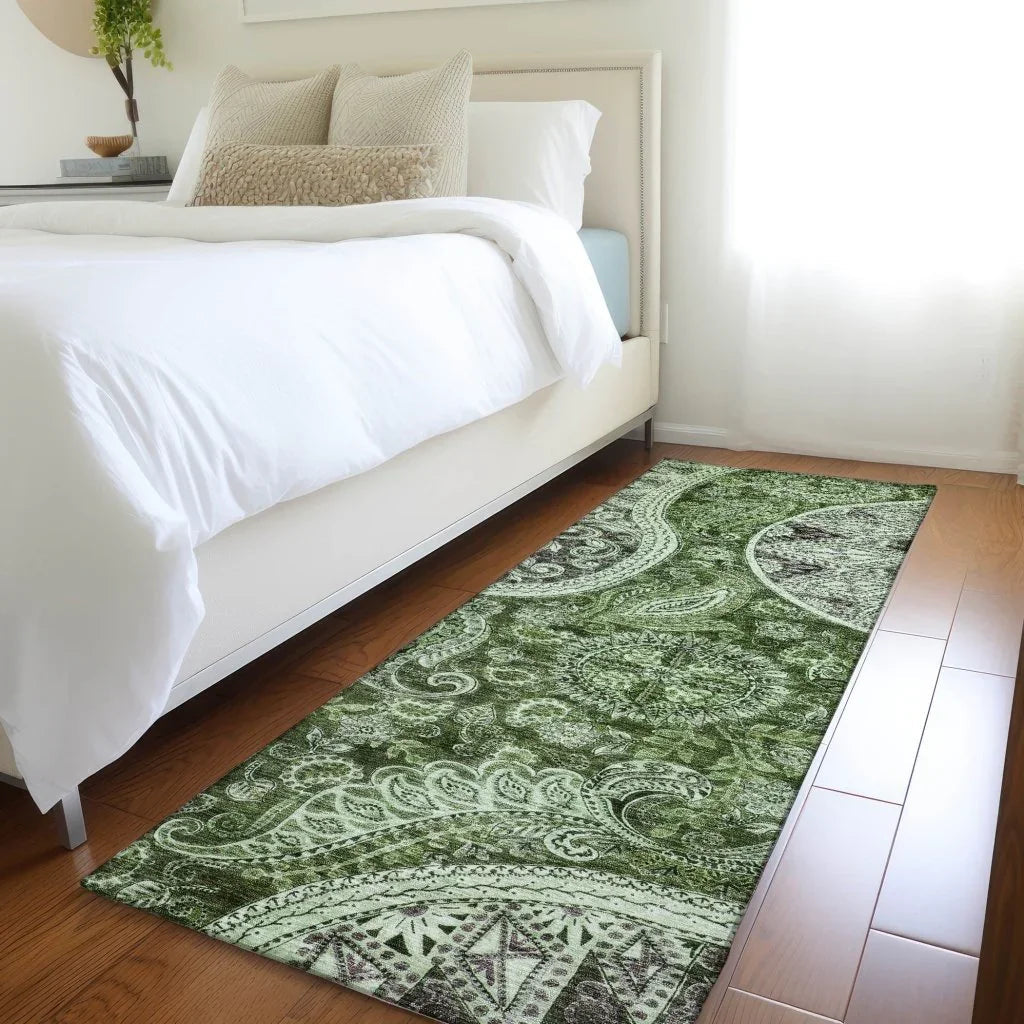 LOOMLAN Rugs Carmina Green Washable Indoor-Outdoor Rug
