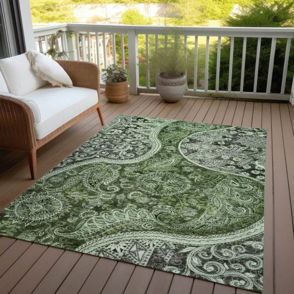 LOOMLAN Rugs Carmina Green Washable Indoor-Outdoor Rug