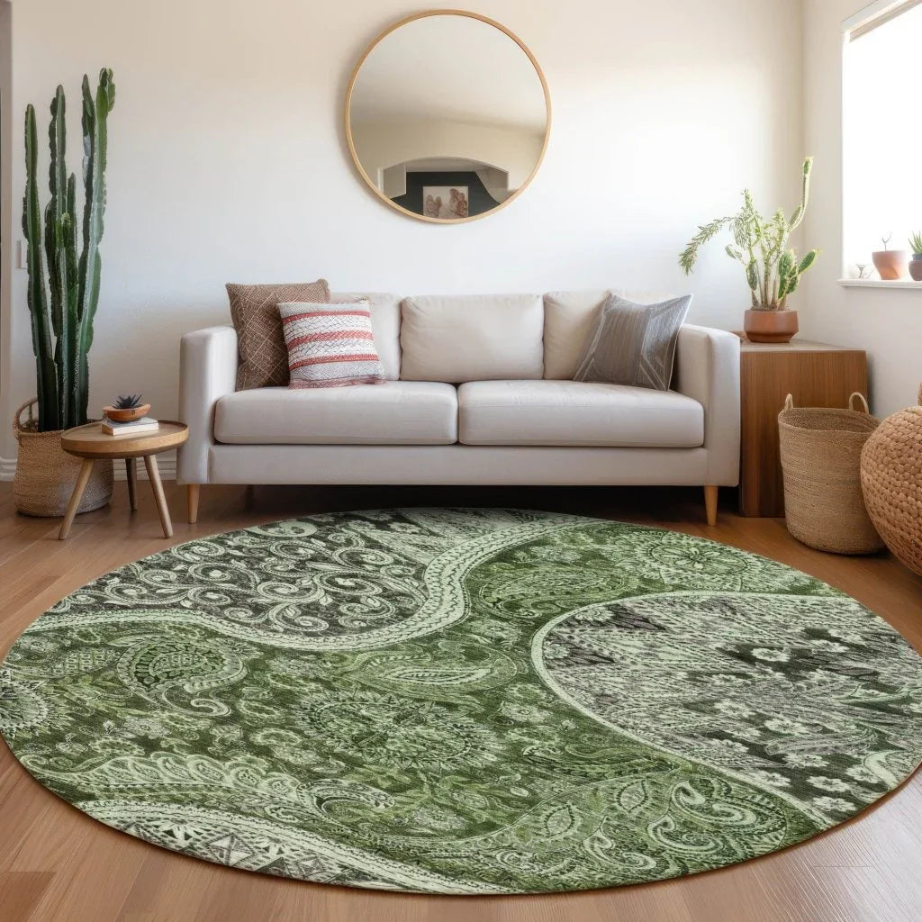 LOOMLAN Rugs Carmina Green Washable Indoor-Outdoor Rug