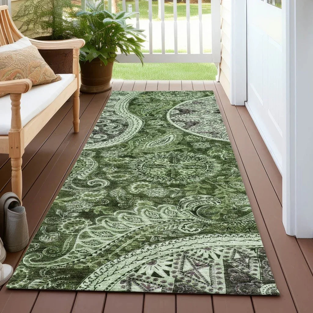 LOOMLAN Rugs Carmina Green Washable Indoor-Outdoor Rug
