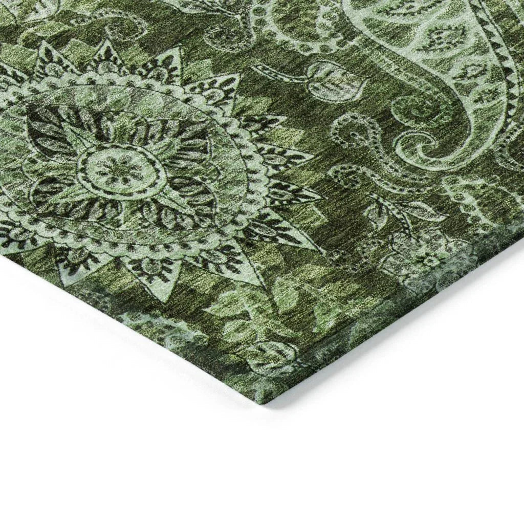 LOOMLAN Rugs Carmina Green Washable Indoor-Outdoor Rug