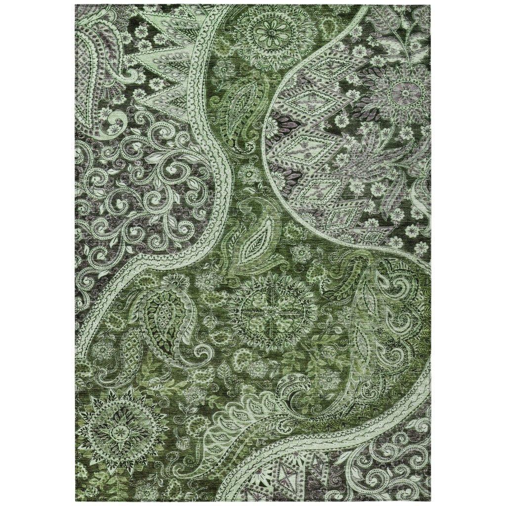 LOOMLAN Rugs Carmina Green Washable Indoor-Outdoor Rug