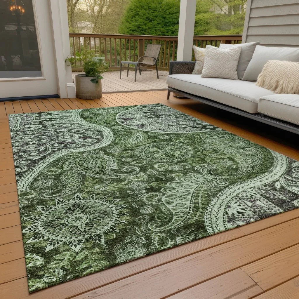 LOOMLAN Rugs Carmina Green Washable Indoor-Outdoor Rug