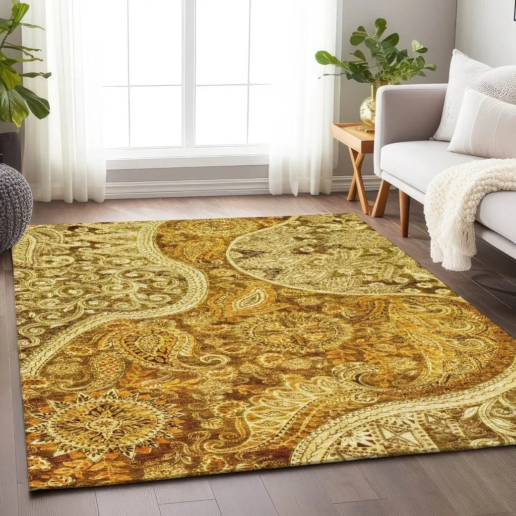 LOOMLAN Rugs Carmina Orange Washable Indoor-Outdoor Rug