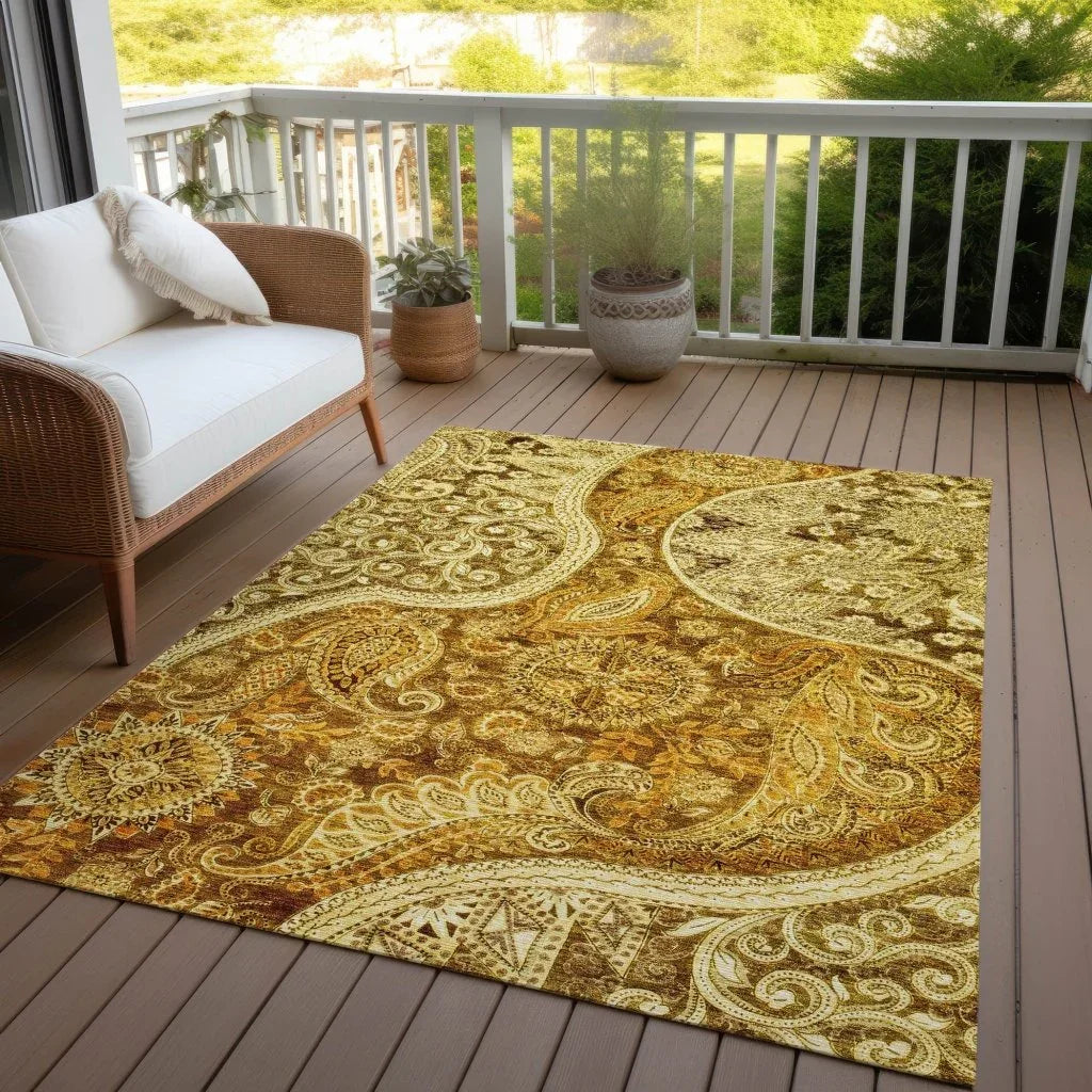 LOOMLAN Rugs Carmina Orange Washable Indoor-Outdoor Rug