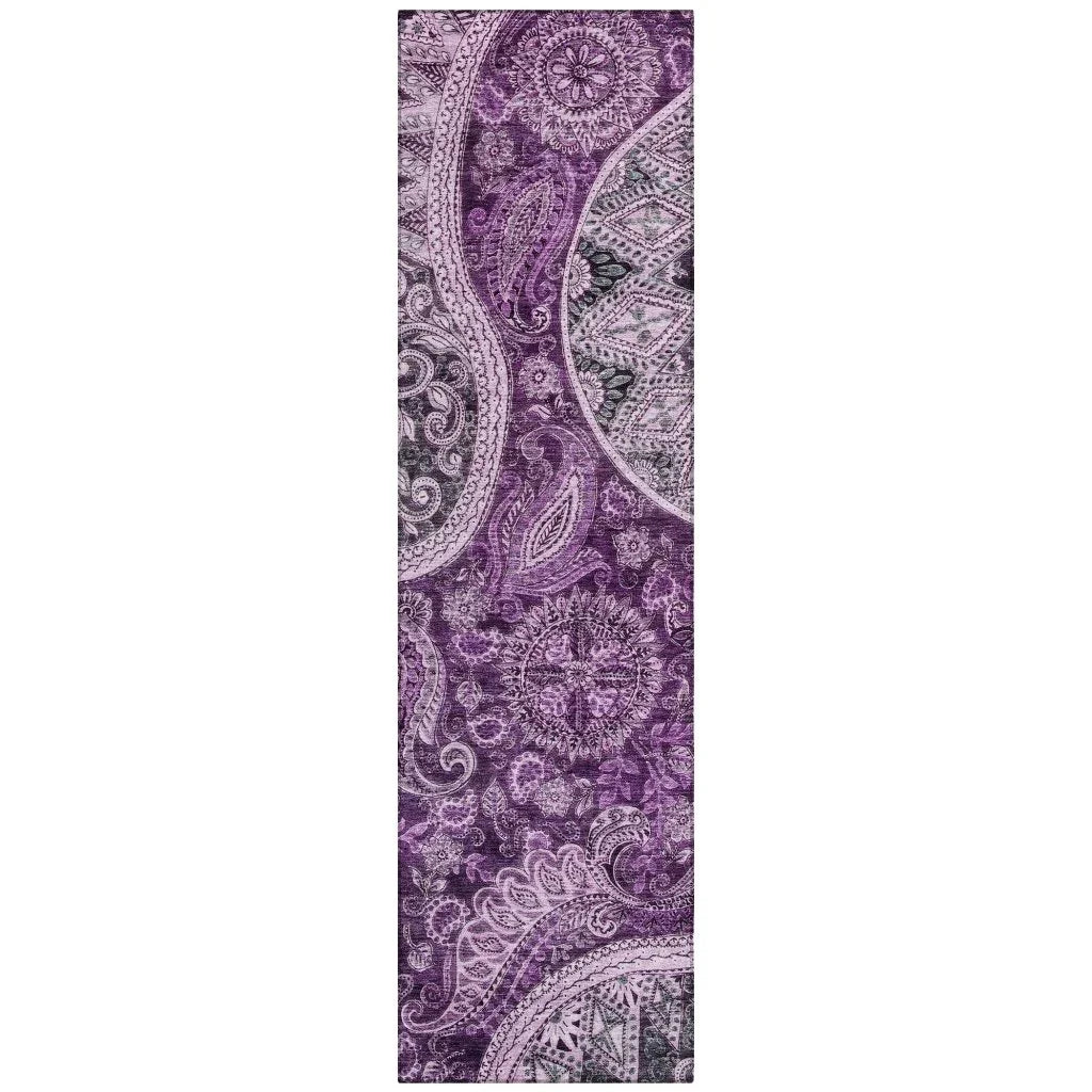 LOOMLAN Rugs Carmina Purple Washable Indoor-Outdoor Rug