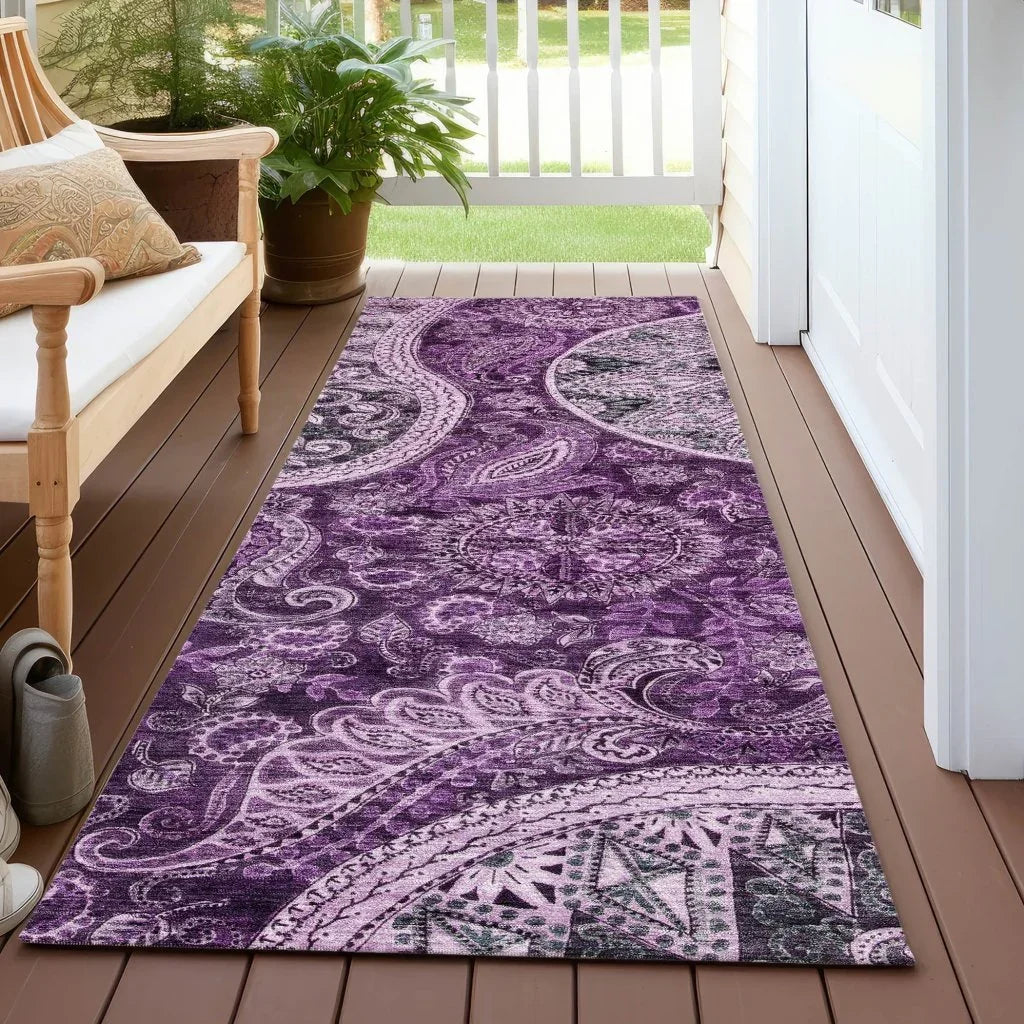 LOOMLAN Rugs Carmina Purple Washable Indoor-Outdoor Rug