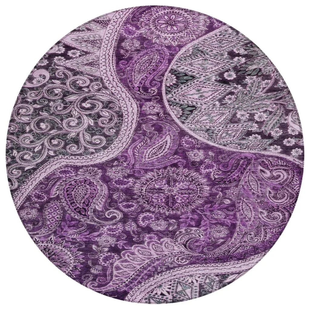 LOOMLAN Rugs Carmina Purple Washable Indoor-Outdoor Rug