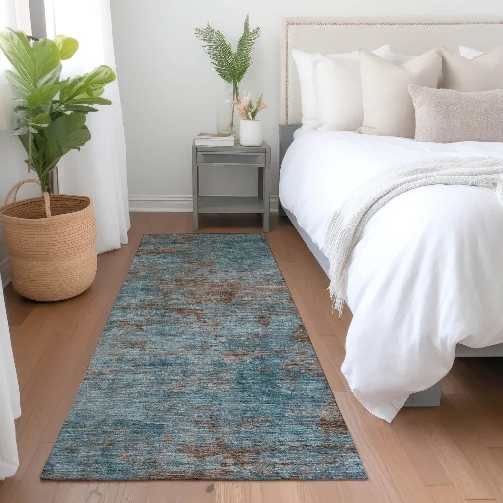 LOOMLAN Rugs Carmine Teal Washable Indoor-Outdoor Rug