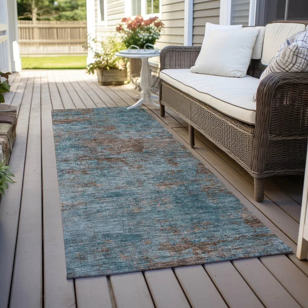 LOOMLAN Rugs Carmine Teal Washable Indoor-Outdoor Rug