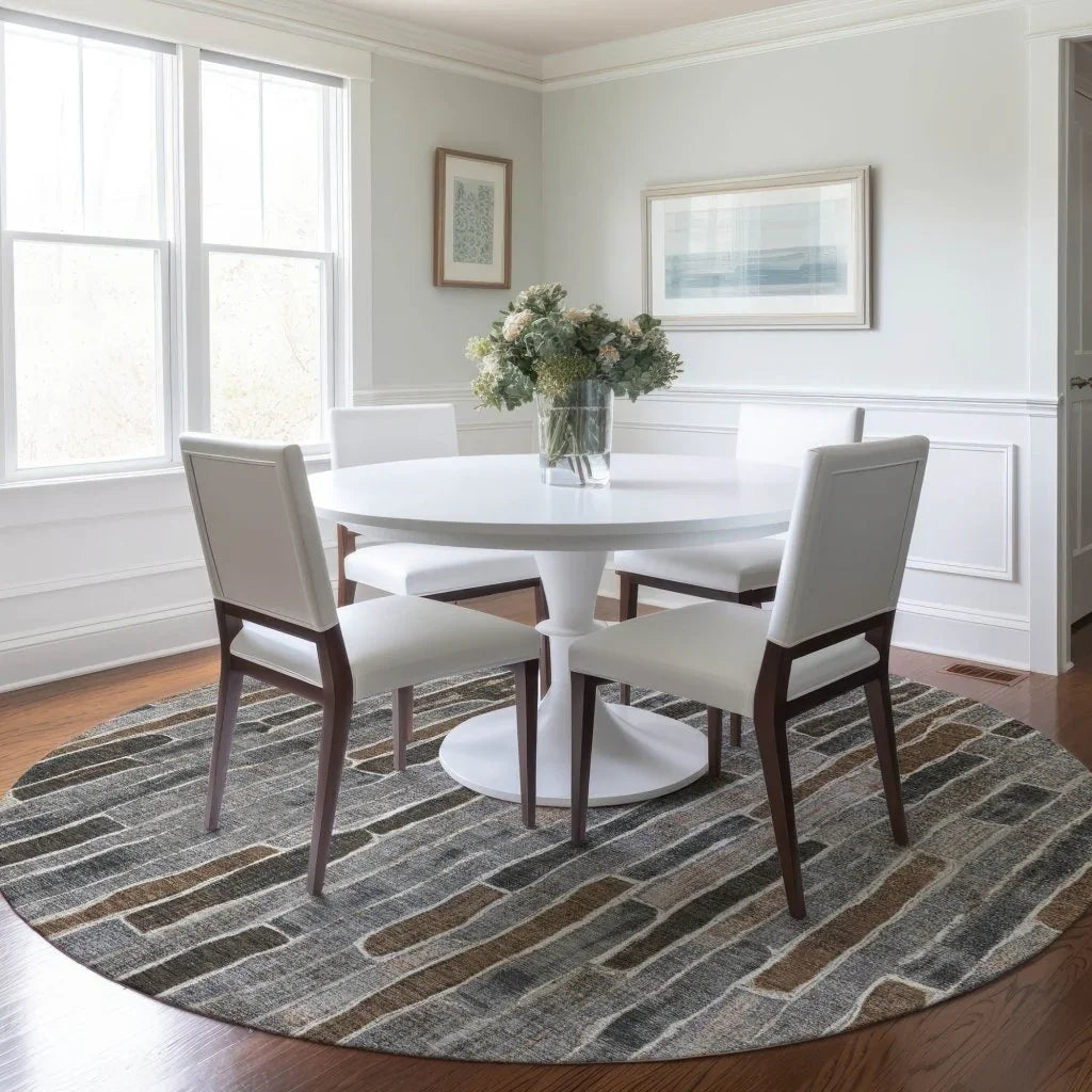 LOOMLAN Rugs Casava Gray Washable Indoor-Outdoor Rug