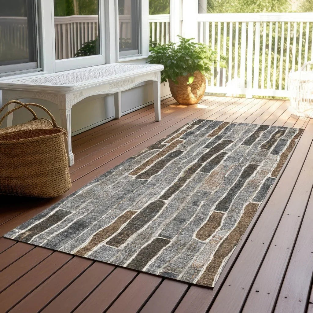 LOOMLAN Rugs Casava Gray Washable Indoor-Outdoor Rug