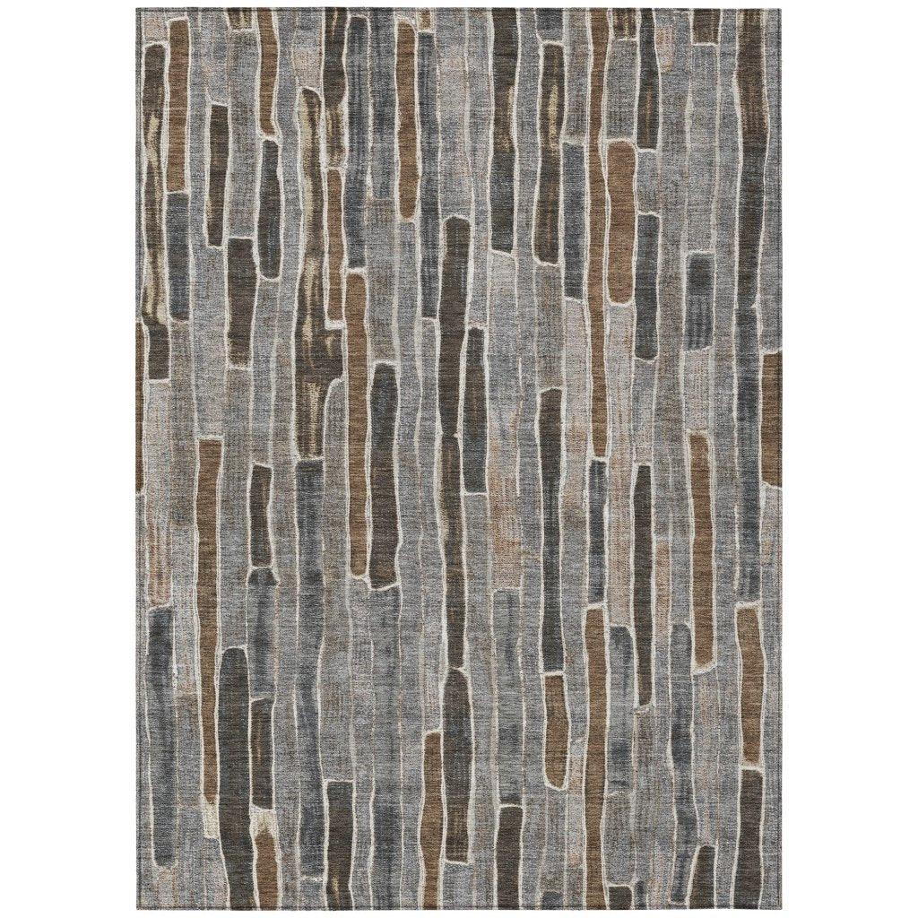 LOOMLAN Rugs Casava Gray Washable Indoor-Outdoor Rug