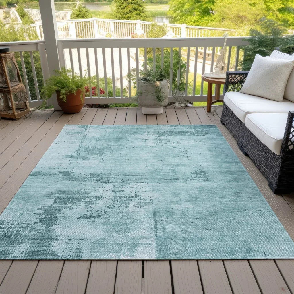 LOOMLAN Rugs Cassiva Blue Washable Indoor-Outdoor Rug
