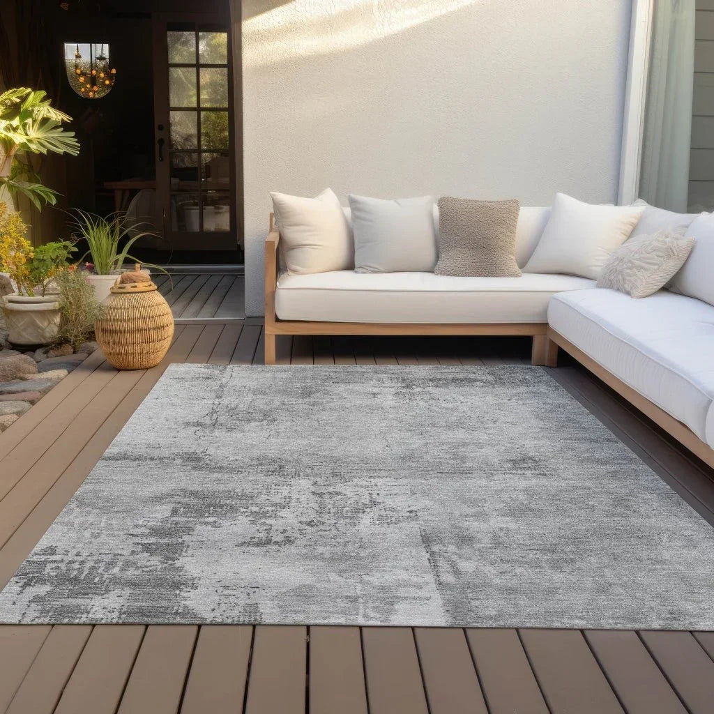 LOOMLAN Rugs Cassiva Gray Washable Indoor-Outdoor Rug