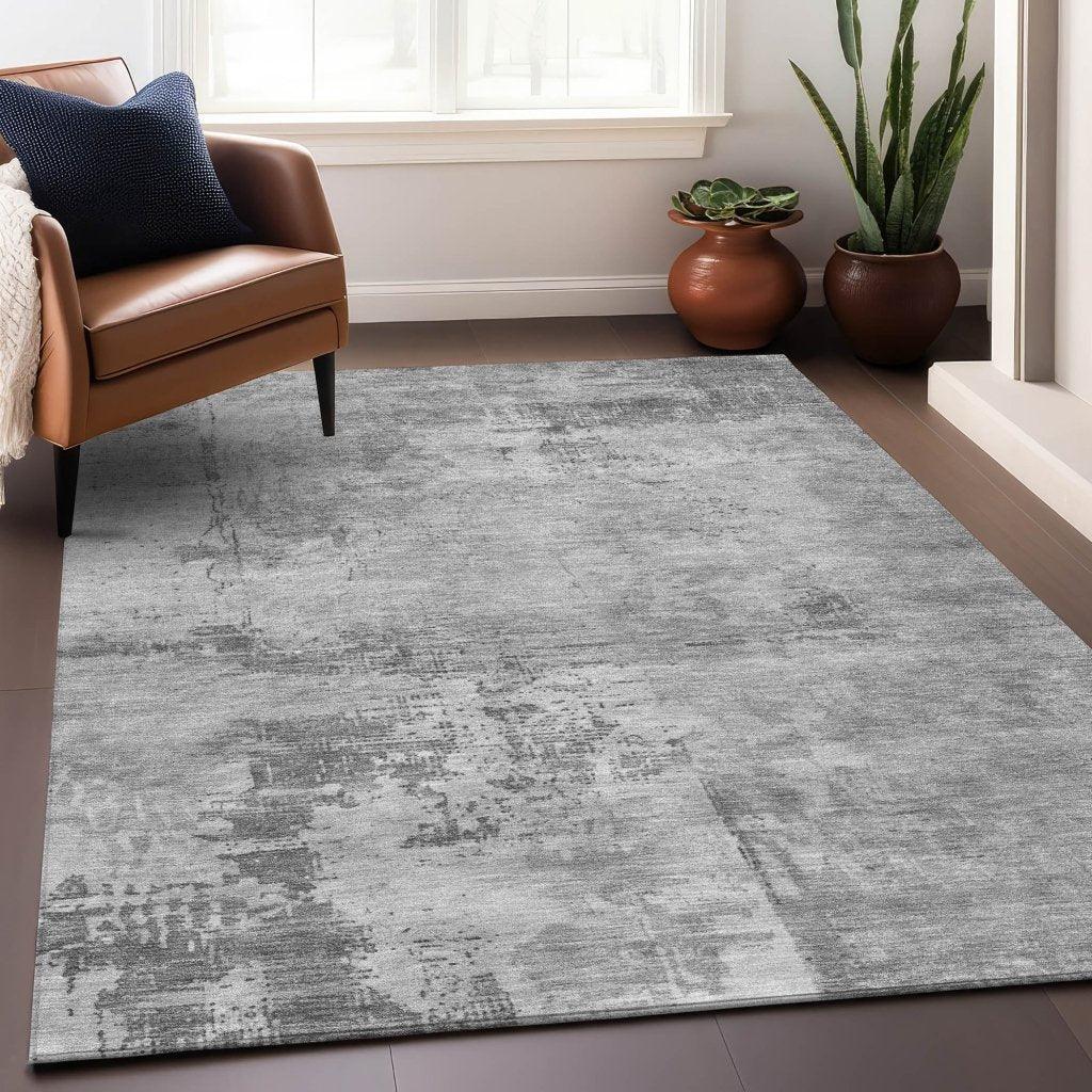 LOOMLAN Rugs Cassiva Gray Washable Indoor-Outdoor Rug