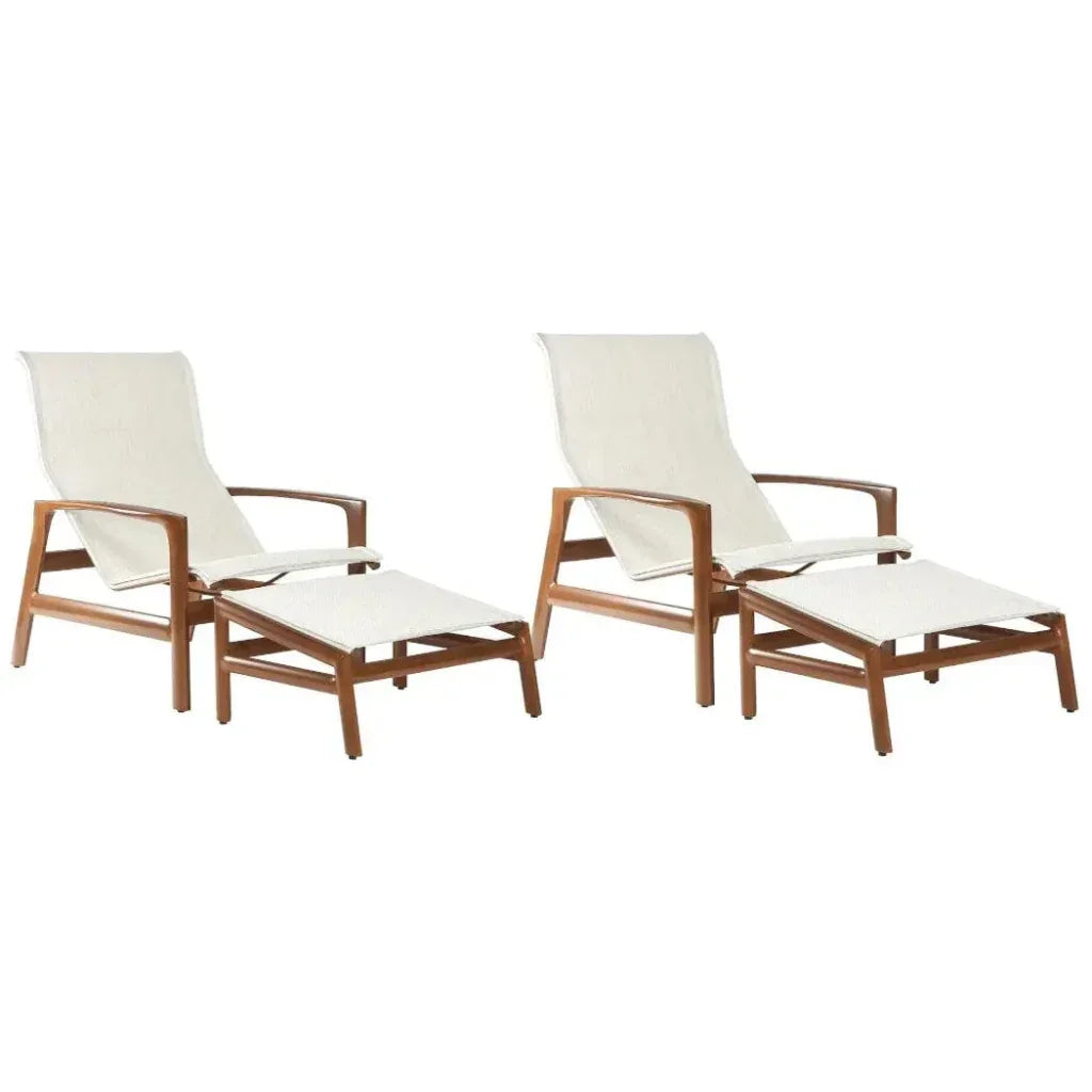 Castelle Berkeley Padded Sling Chair Ottoman 4 PC Set - LOOMLAN - Castelle - Outdoor Lounge Chairs