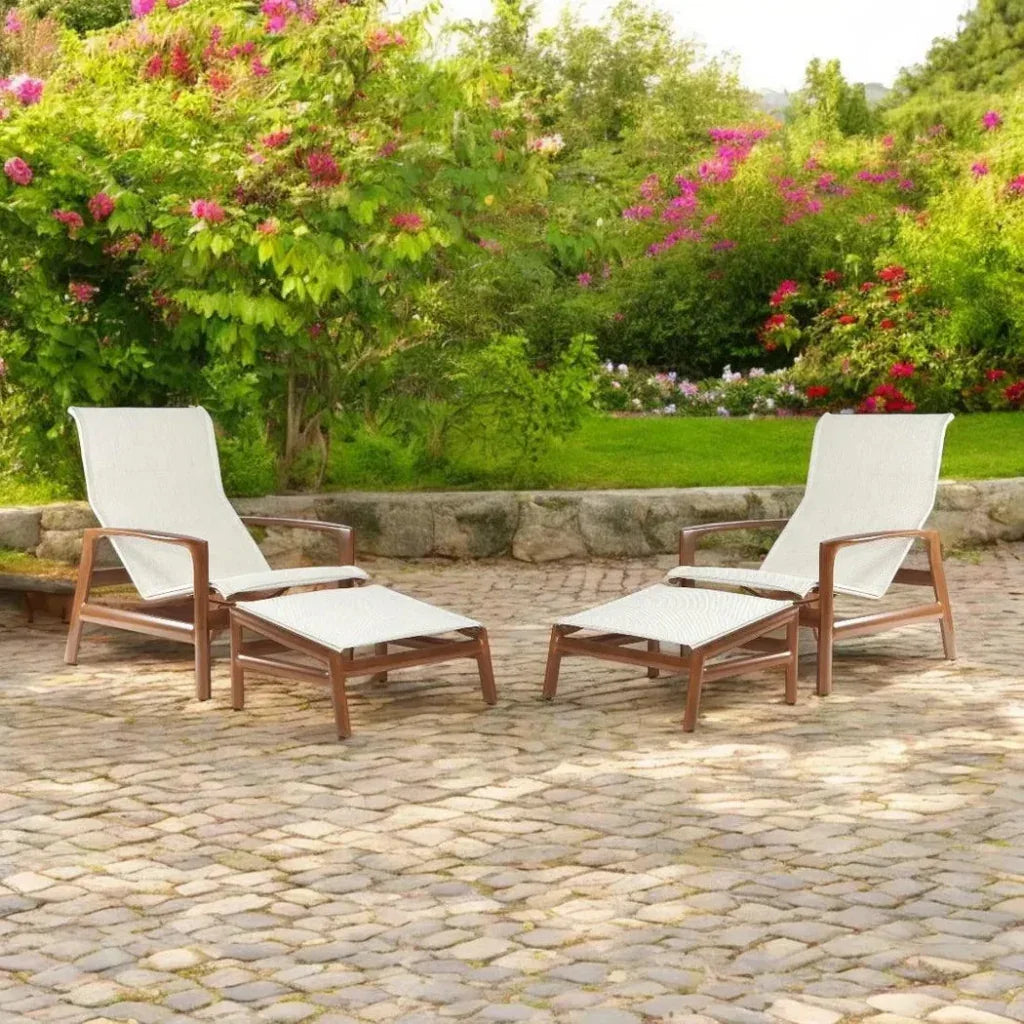 Castelle Berkeley Padded Sling Chair Ottoman 4 PC Set - LOOMLAN - Castelle - Outdoor Lounge Chairs