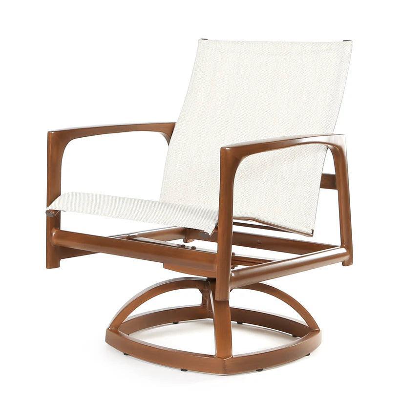 Castelle Berkeley Sling Swivel Rocker Dining Chair - LOOMLAN - Castelle - Outdoor Dining Chairs