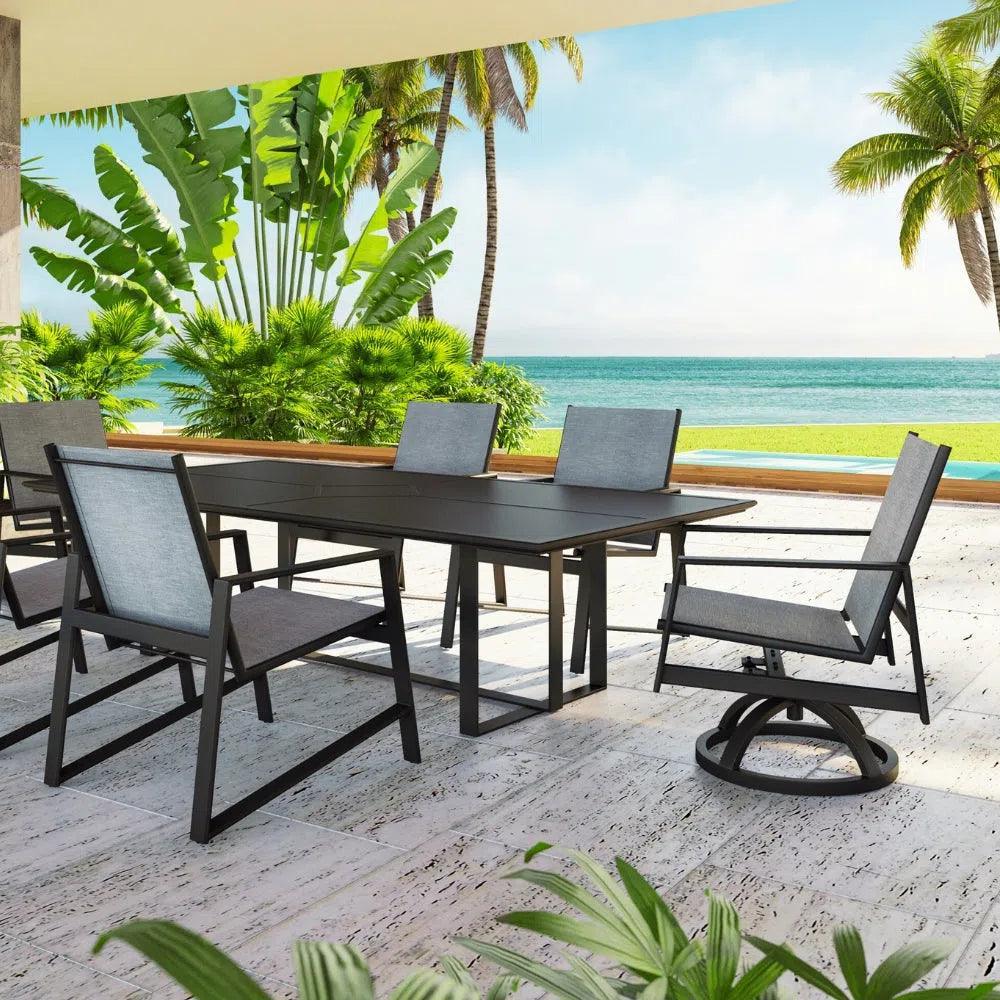 Castelle Prism Sling Swivel Rocking Dining Chair - LOOMLAN - Castelle - Outdoor Dining Chairs