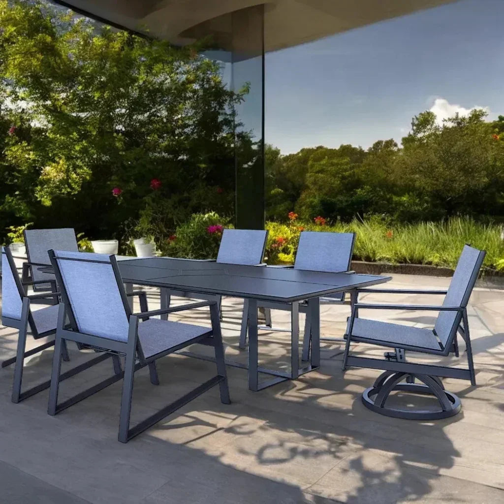 Castelle Prism Sling Swivel Rocking Dining Chair - LOOMLAN - Castelle - Outdoor Dining Chairs