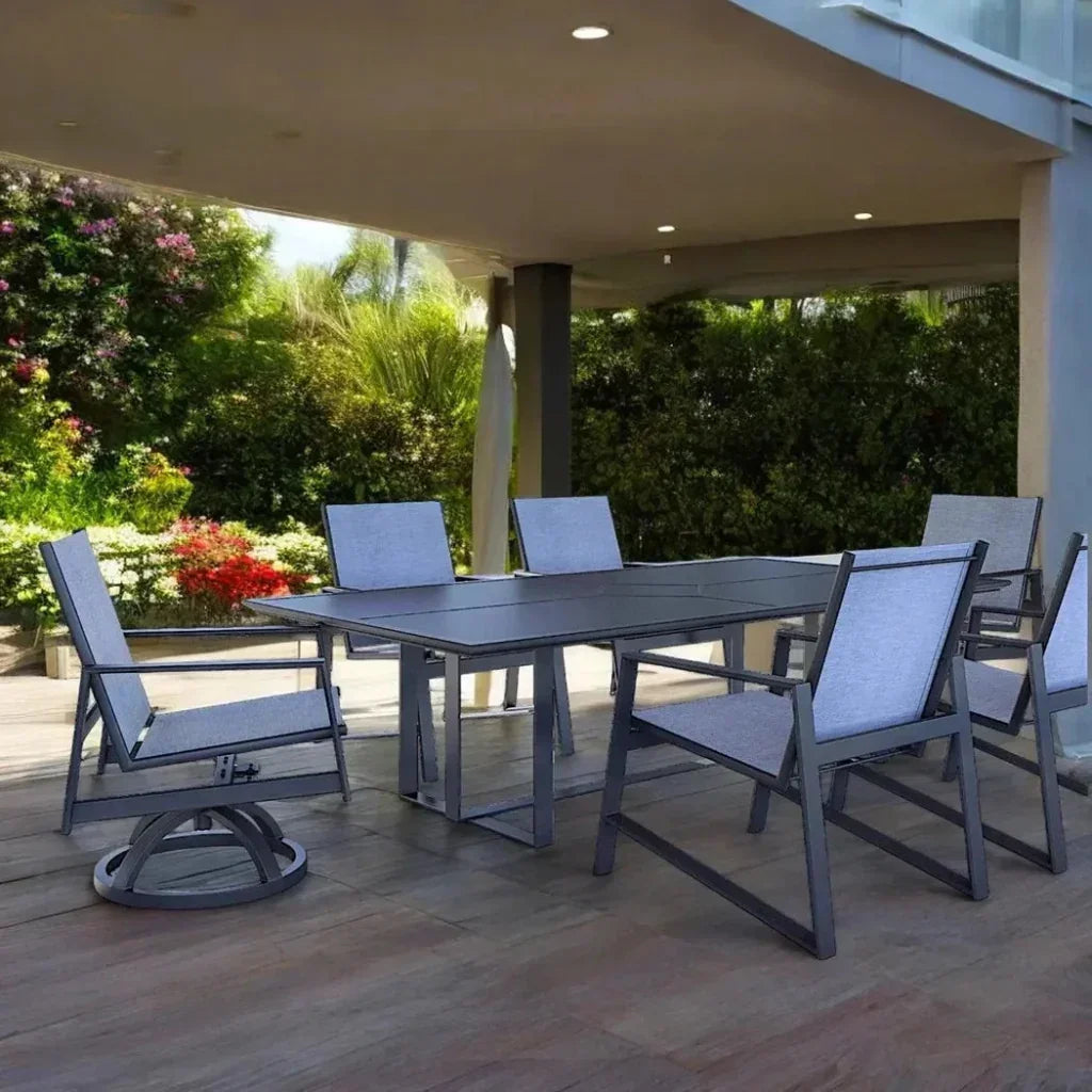 Castelle Prism Sling Swivel Rocking Dining Chair - LOOMLAN - Castelle - Outdoor Dining Chairs