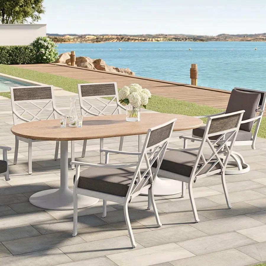 Castelle Tulip Aluminum Outdoor Oval Dining Table - LOOMLAN - Castelle - Outdoor Dining Tables