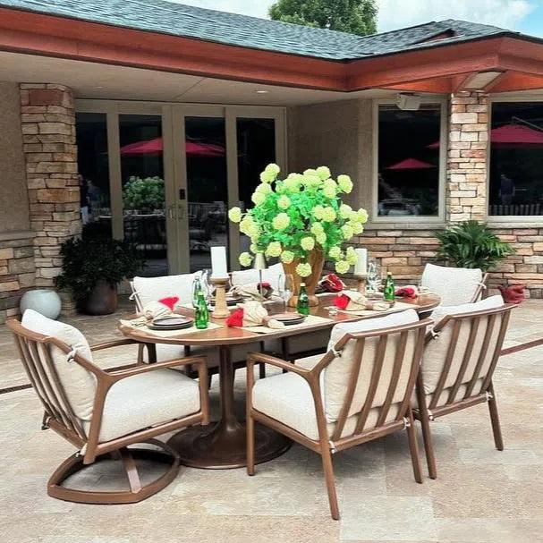 Castelle Tulip Aluminum Outdoor Oval Dining Table - LOOMLAN - Castelle - Outdoor Dining Tables