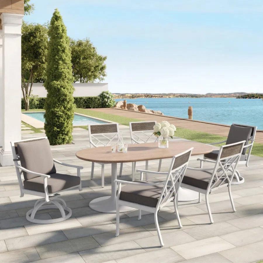 Castelle Tulip Aluminum Outdoor Oval Dining Table - LOOMLAN - Castelle - Outdoor Dining Tables