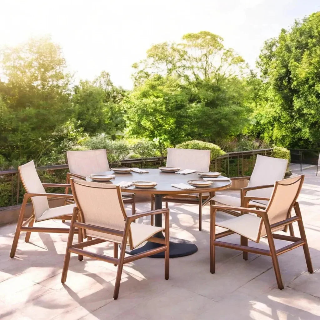 Castelle Tulip Aluminum Outdoor Round Dining Table - LOOMLAN - Castelle - Outdoor Dining Tables