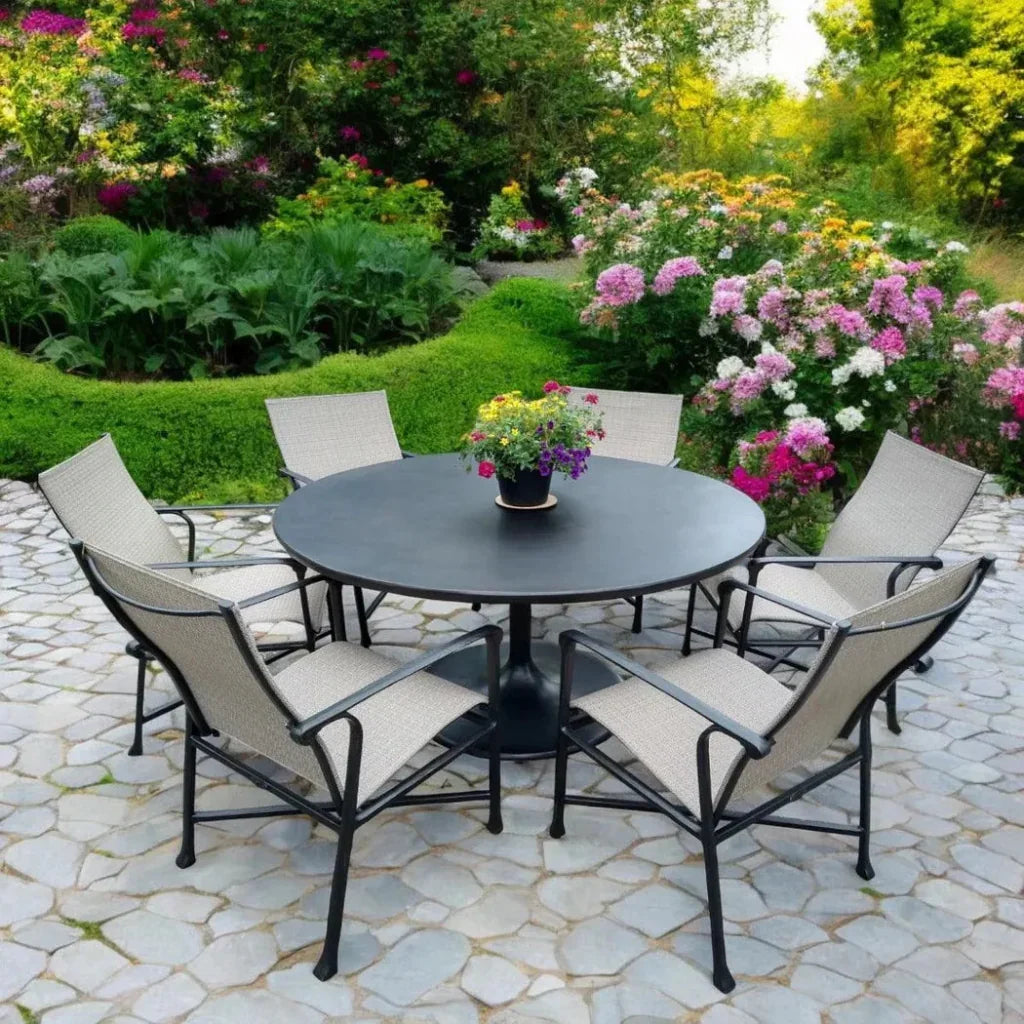 Castelle Tulip Aluminum Outdoor Round Dining Table - LOOMLAN - Castelle - Outdoor Dining Tables